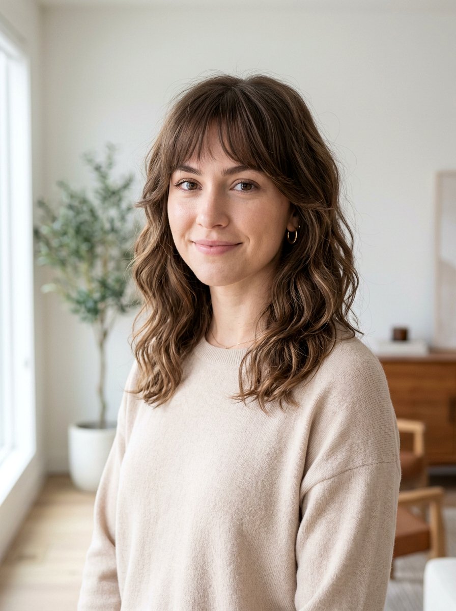 Wavy Haircut With Bottleneck Wispy Bangs - 20 wavy haircut with wispy bangs - 20 wavy haircut with wispy bangs