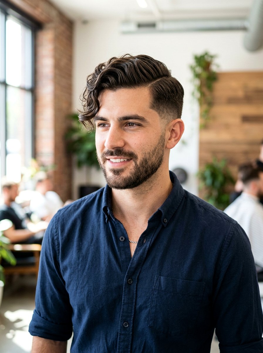 Wavy Haircut With Deep Side Part For Men - 20 wavy haircut with deep side part - 20 wavy haircut with deep side part