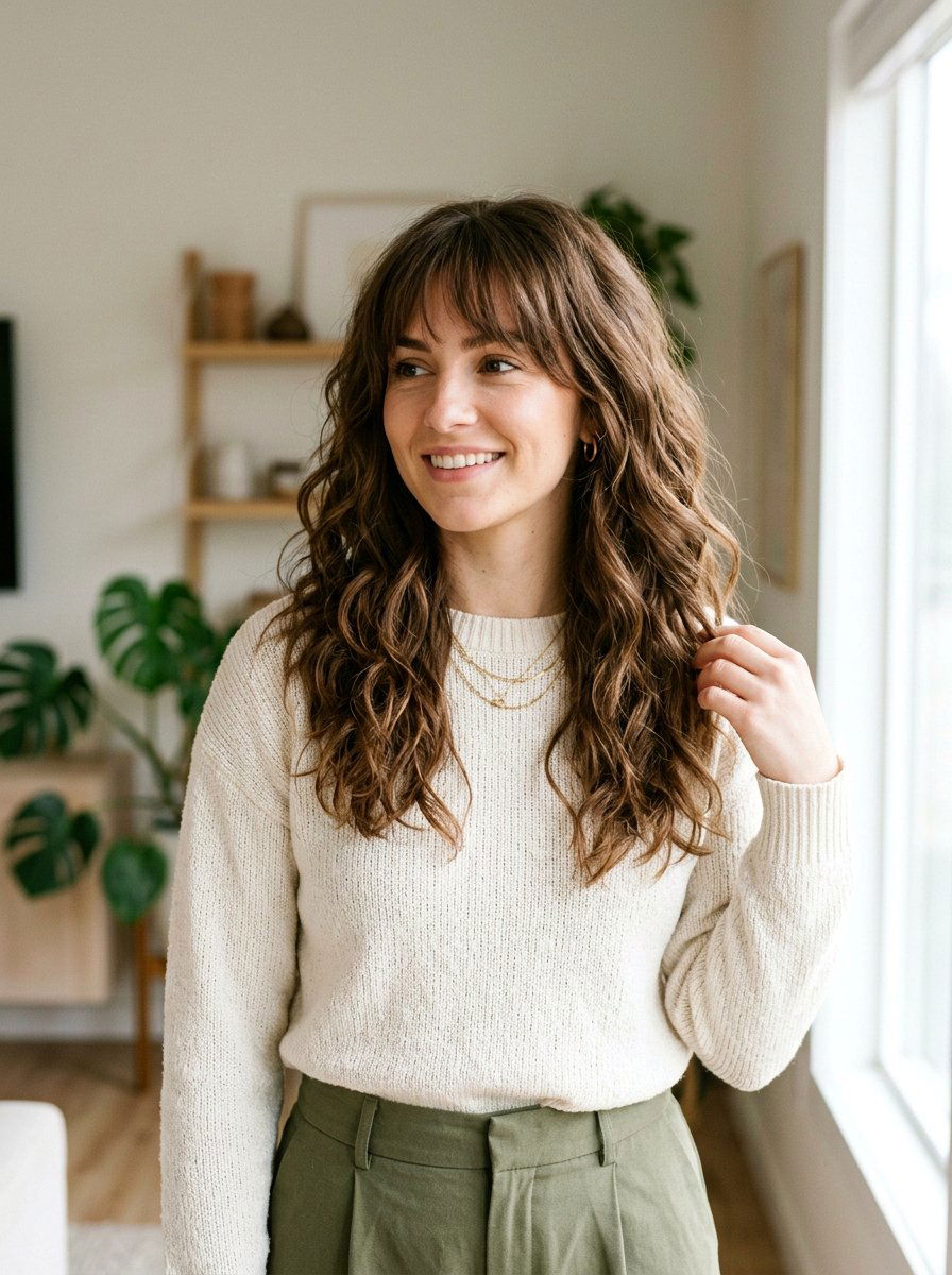 Wavy Haircut With Wispy Bangs For Thick Hair - 20 wavy haircut with wispy bangs - 20 wavy haircut with wispy bangs