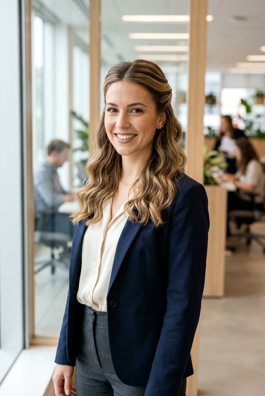 Wavy Half Up For Office - 20 elegant work half up hairstyle - 20 elegant work half up hairstyle