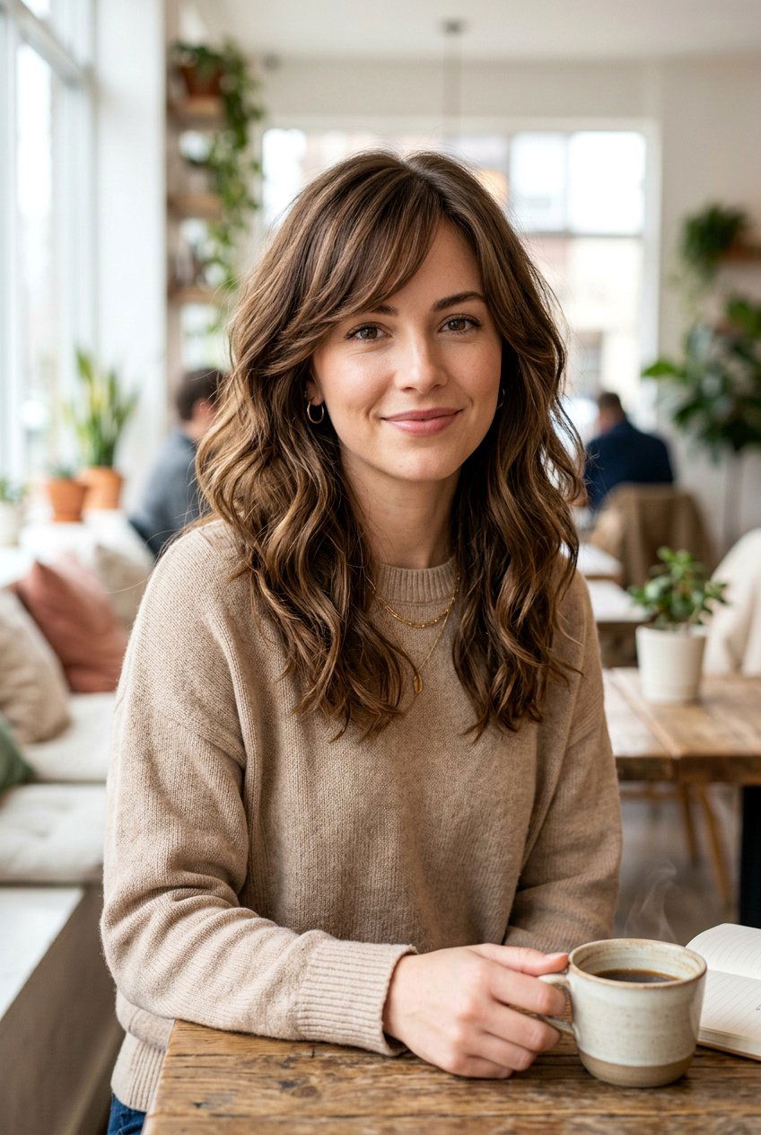 Wavy Layered Haircut With Side Bangs - 20 layered haircut with side bangs - 20 layered haircut with side bangs