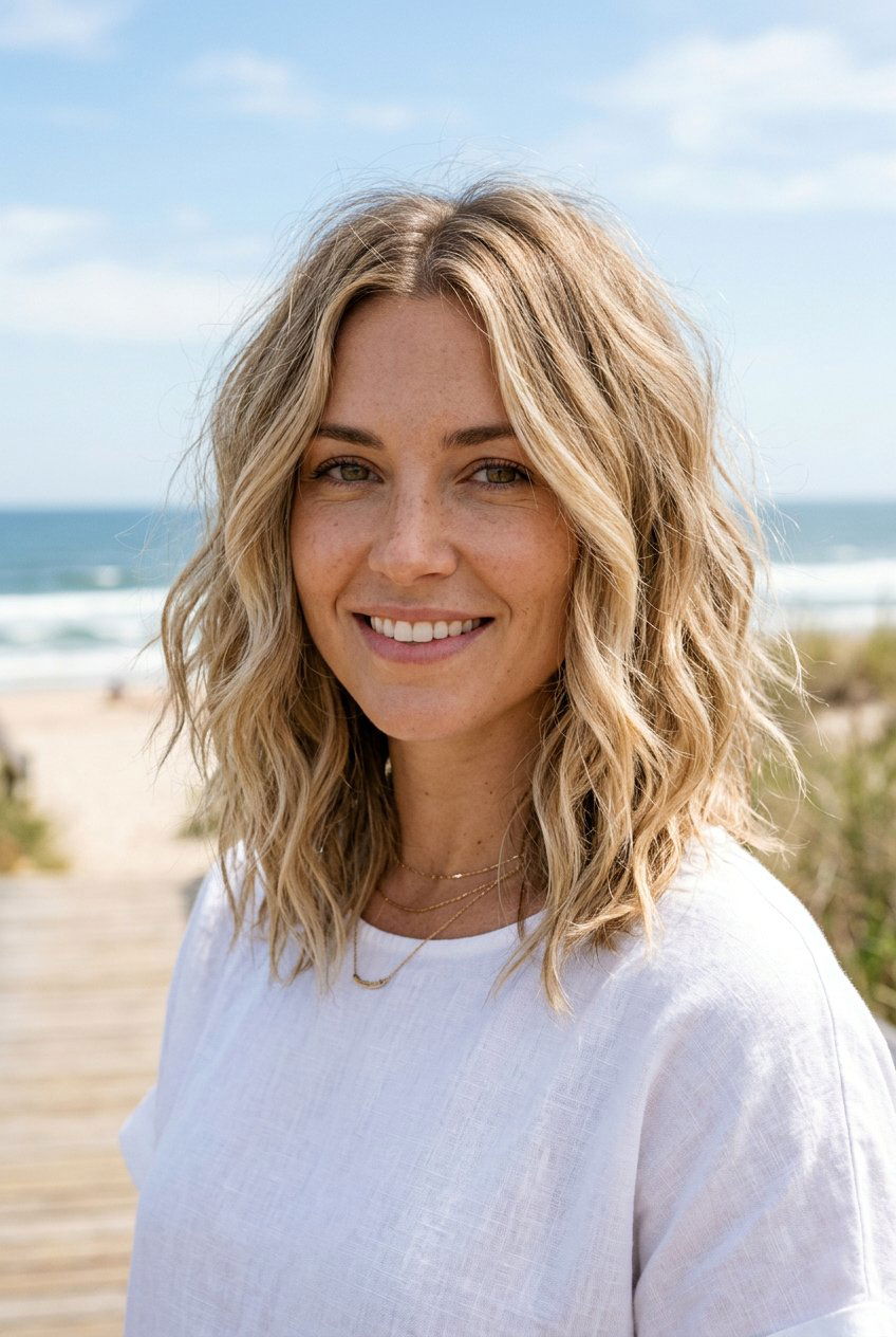 Wavy Layered Long Bob With Shaggy Ends - 20 layered long bob for women - 20 layered long bob for women