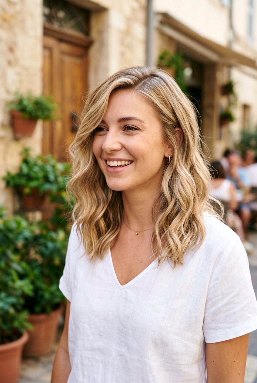 Wavy Lob Side Part - 20 hairstyles for heart shaped faces - 20 hairstyles for heart shaped faces