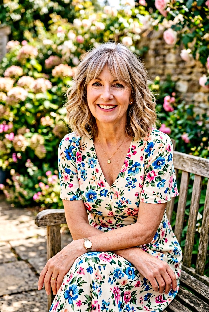 Wavy Lob With Curtain Bangs - 20 curtain bangs for women over 60 - 20 curtain bangs for women over 60