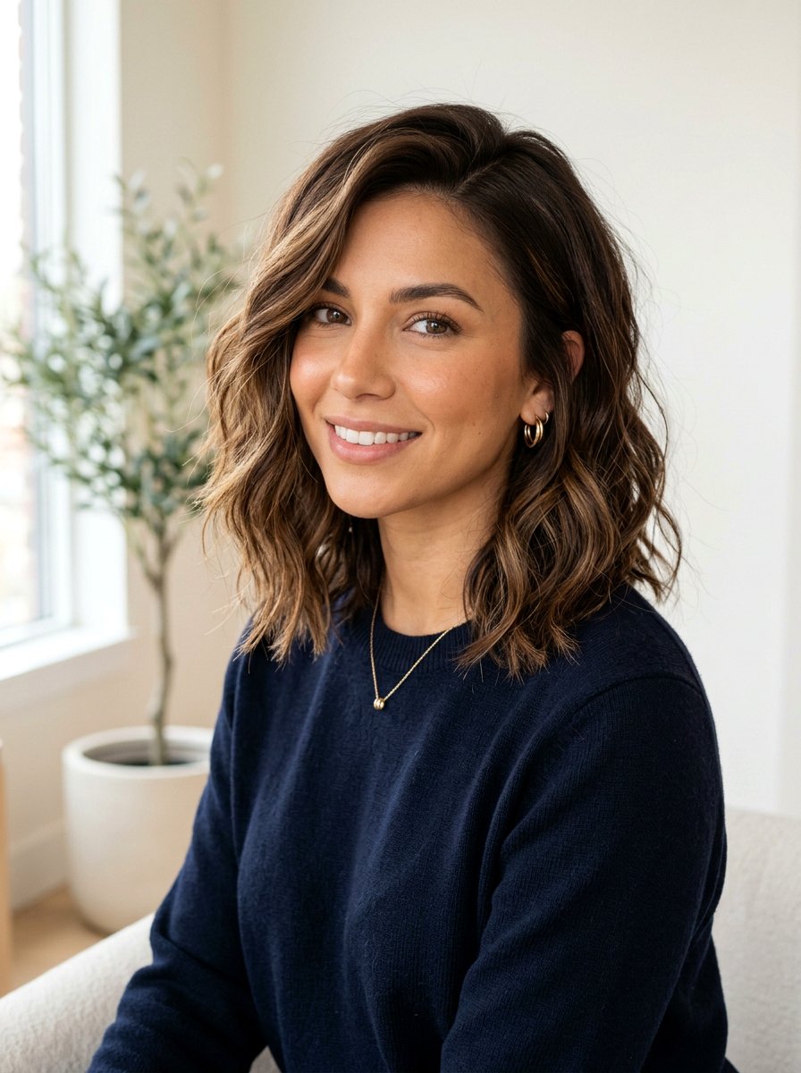 Wavy Lob With Deep Side Part And Layers - 20 wavy haircut with deep side part - 20 wavy haircut with deep side part