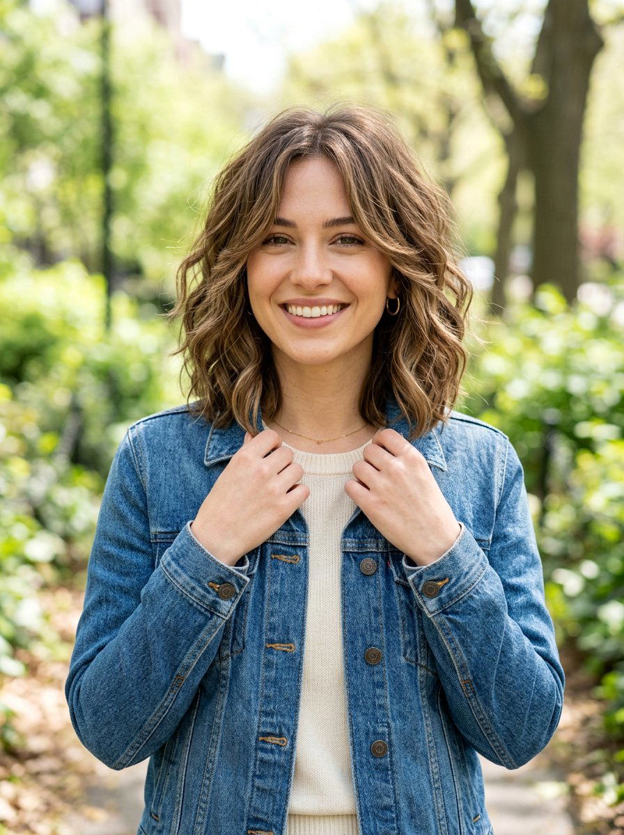 Wavy Lob With Face Framing Layers - 20 wavy lob haircut for older women - 20 wavy lob haircut for older women