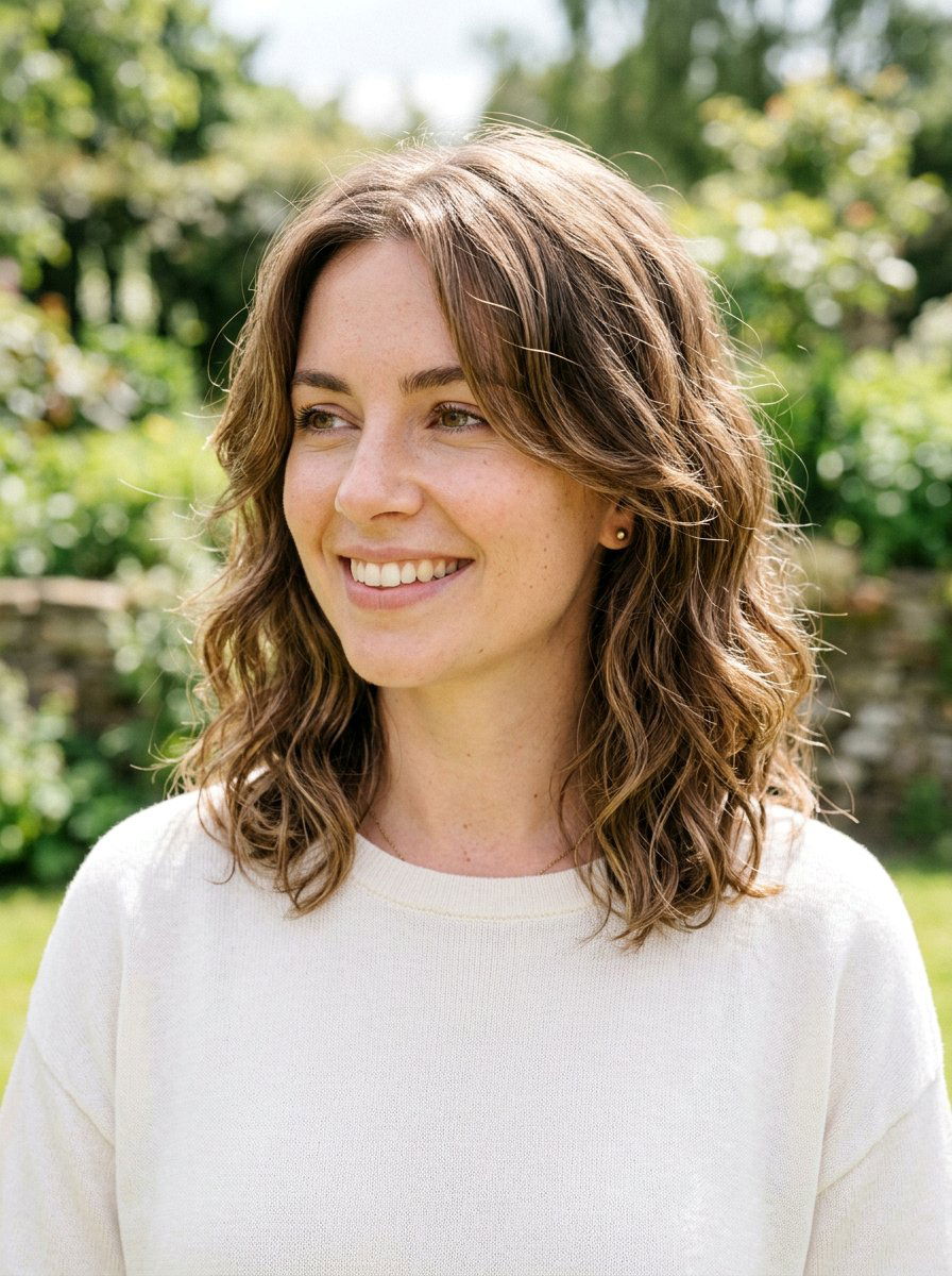 Wavy Lob With Face Framing Layers For Natural Waves - 20 wavy lob with face framing layers - 20 wavy lob with face framing layers