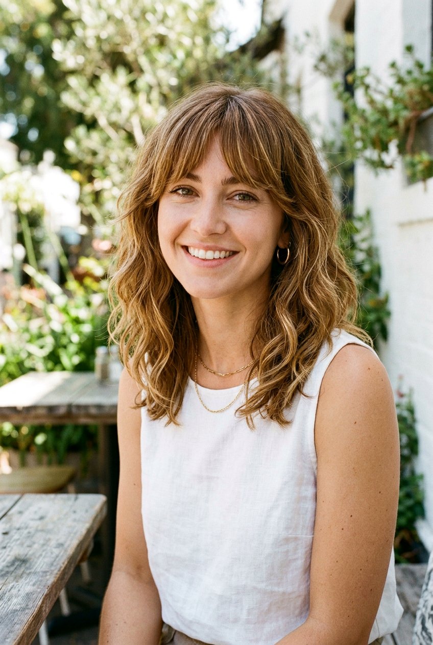 Wavy Lob with Bangs - 20 summer haircut ideas for women - 20 summer haircut ideas for women