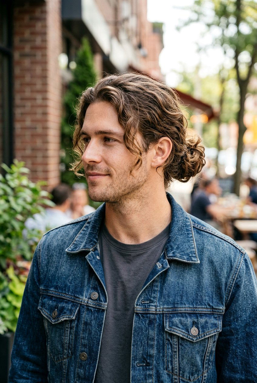 Wavy Low Man Bun - 20 low man bun hairstyle - 20 low man bun hairstyle