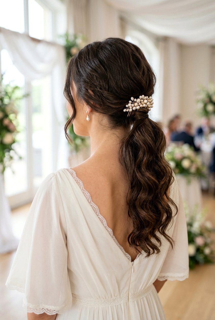 Wavy Low Pearl Ponytail - 20 pearl ponytail hairstyle - 20 pearl ponytail hairstyle