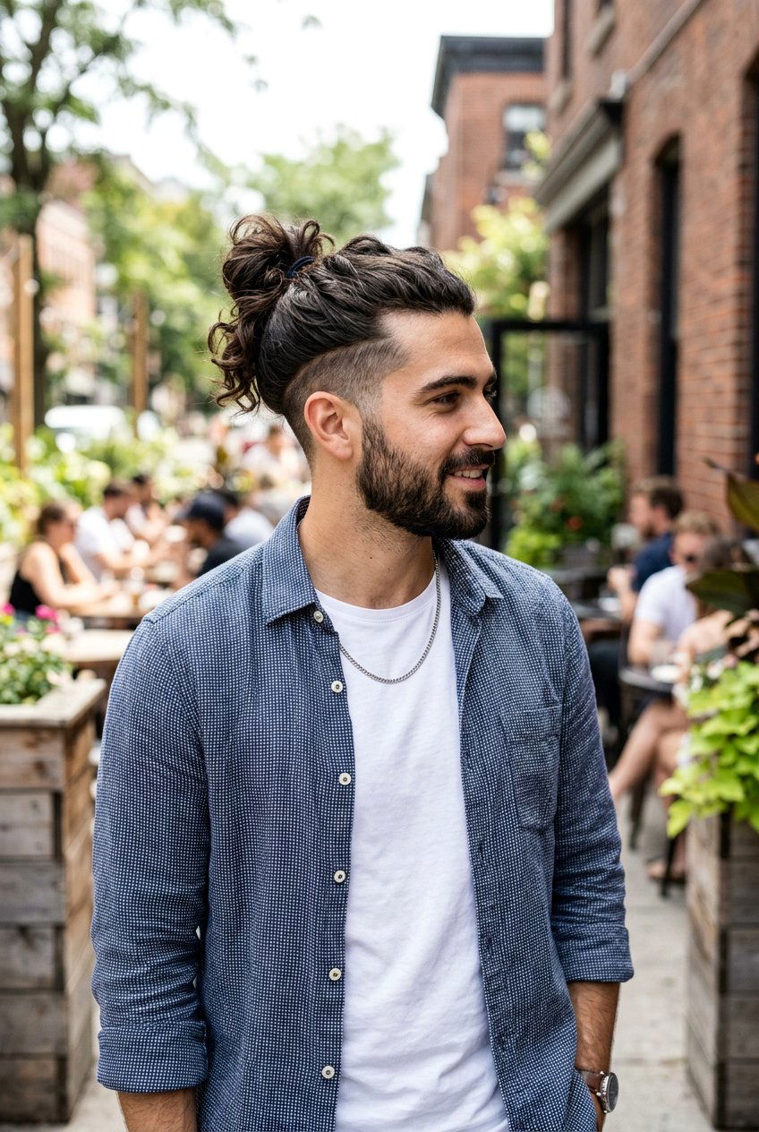 Wavy Man Bun With Undercut - 20 man bun with undercut - 20 man bun with undercut