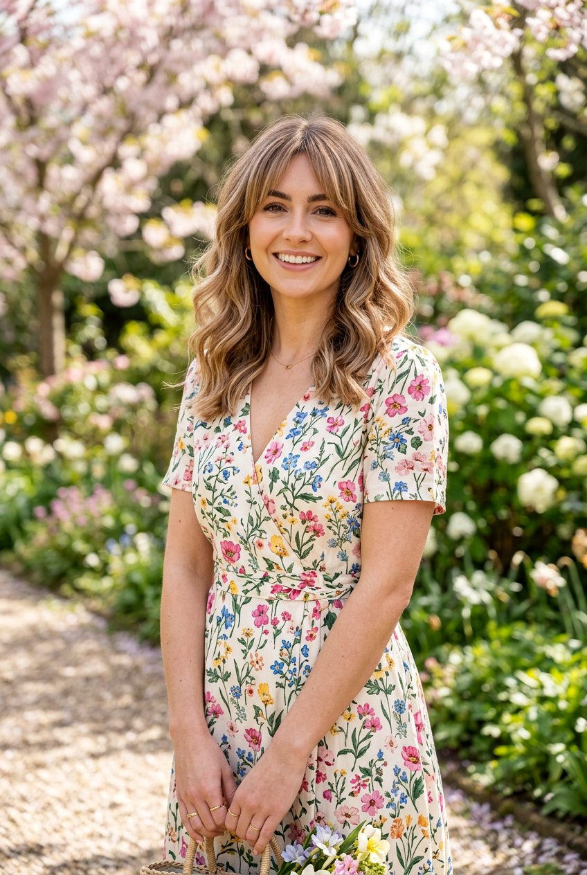 Wavy Medium Hair With Bottleneck Bangs - 20 bottleneck bangs for medium hair women - 20 bottleneck bangs for medium hair women