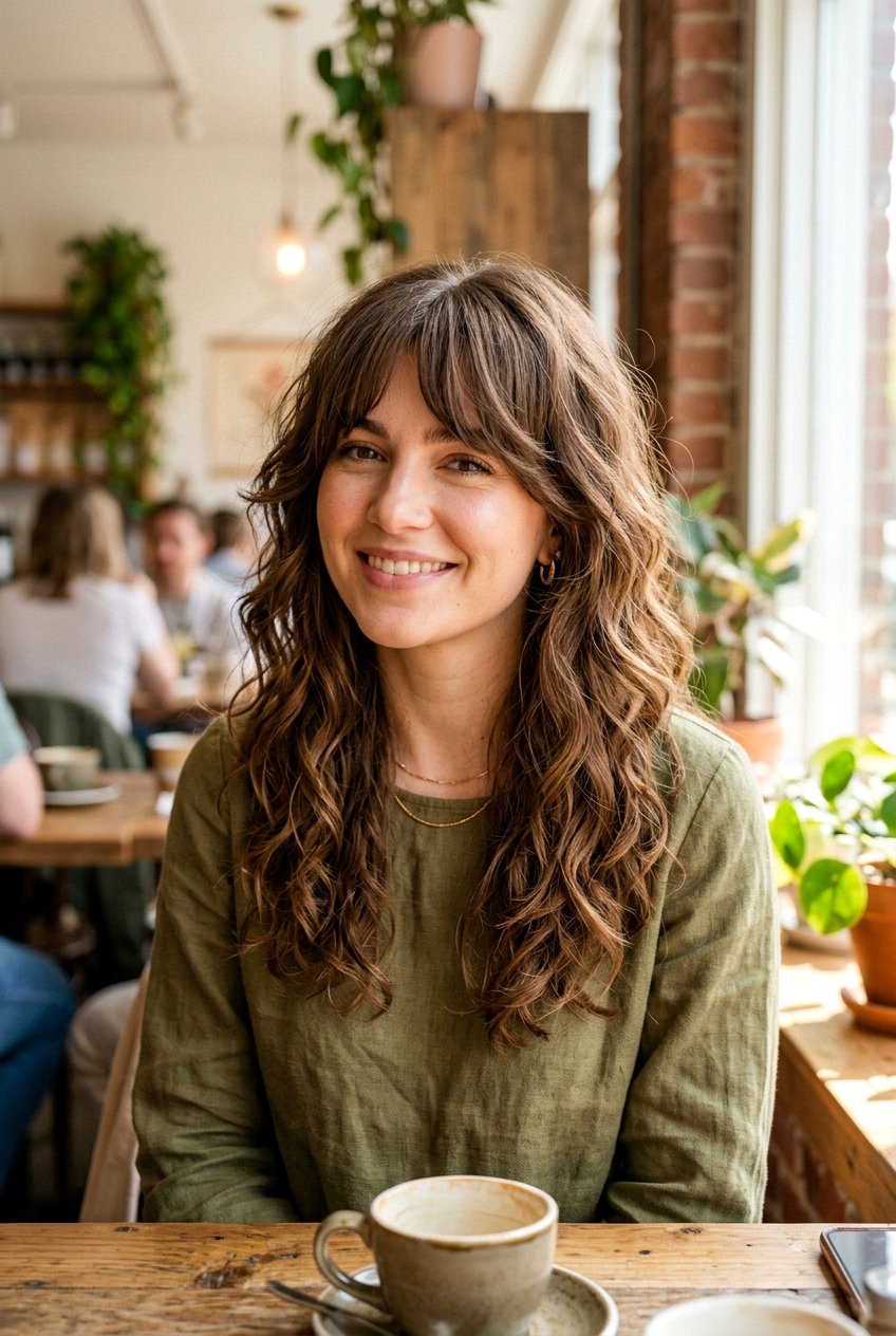 Wavy Medium Shag With Curtain Bangs - 20 fresh spring haircut ideas - 20 fresh spring haircut ideas