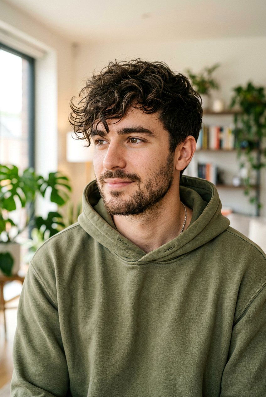 Wavy Messy Fringe - 20 mens haircut for wavy medium hair - 20 men’s haircut for wavy medium hair