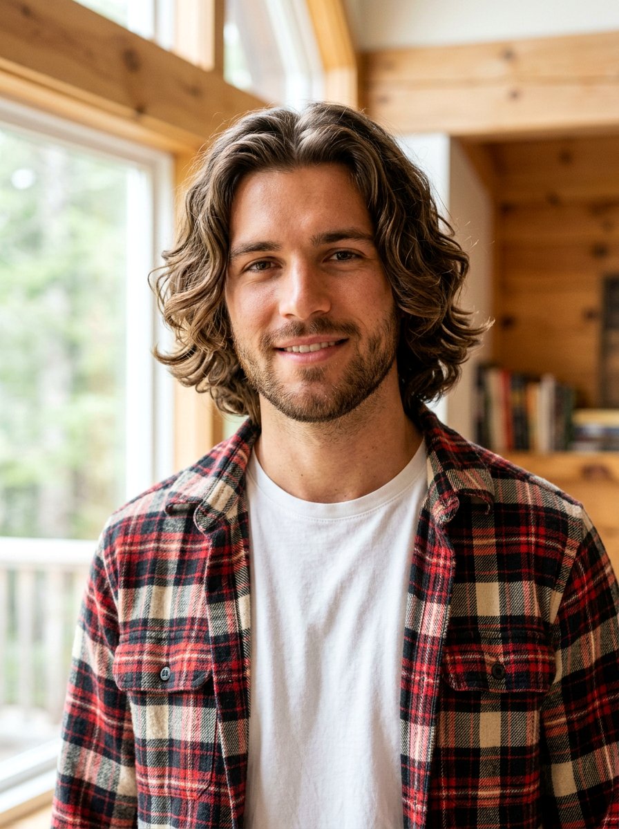 Wavy Middle Part Look - 20 skater curtain haircut men - 20 skater curtain haircut men