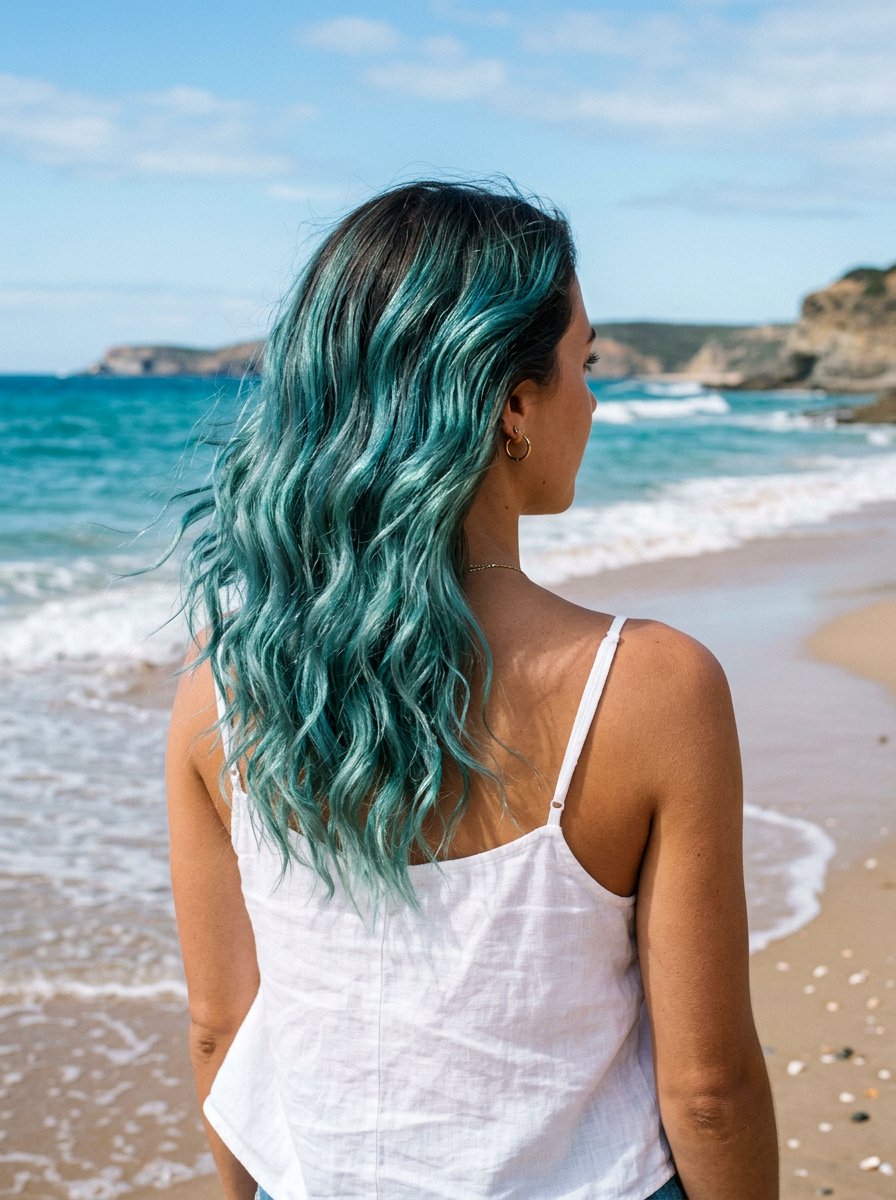 Wavy Ocean Teal Balayage - 20 ocean teal balayage - 20 ocean teal balayage