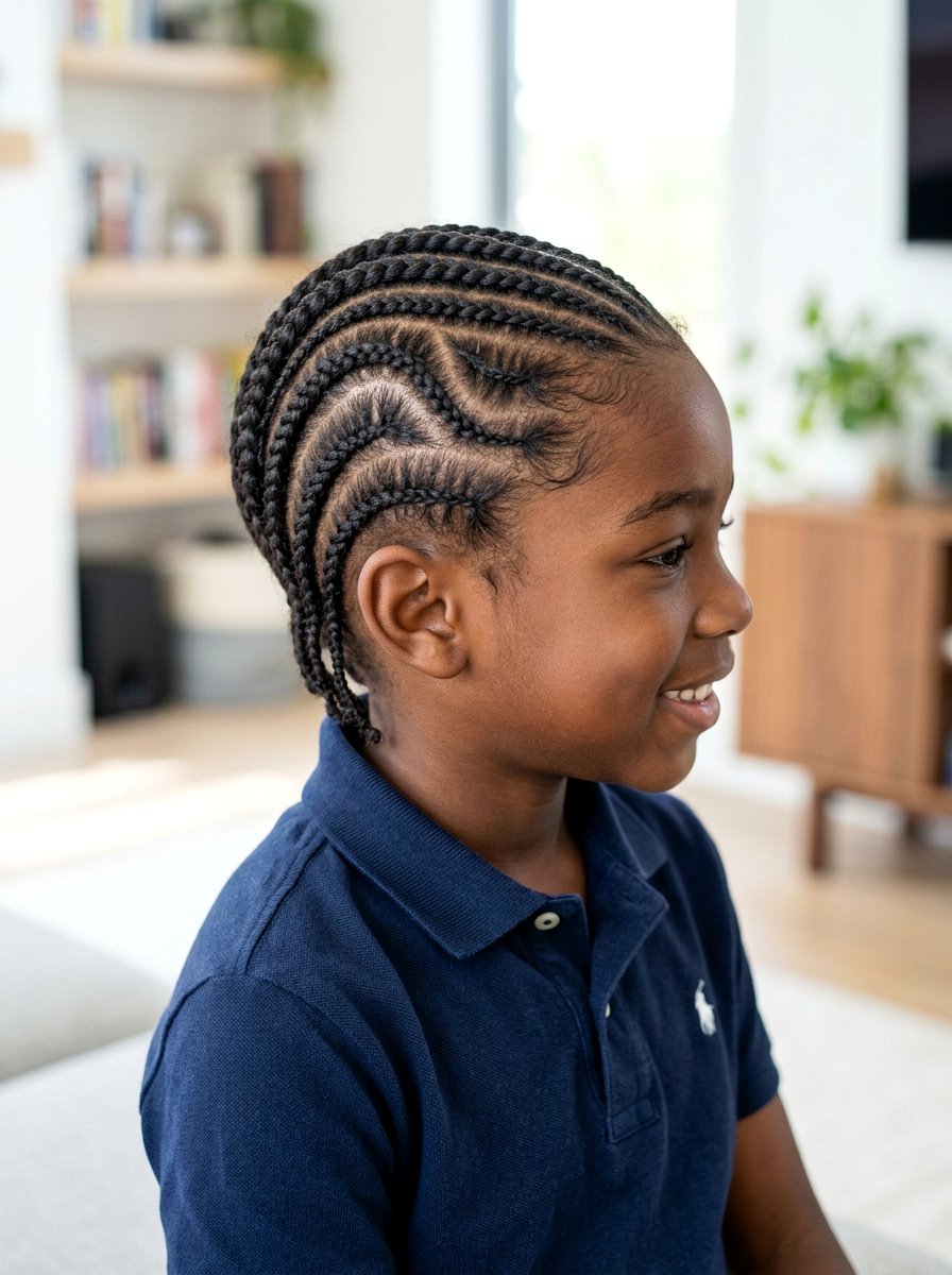 Wavy Part Cornrows - 20 school braid styles for black boys - 20 school braid styles for black boys