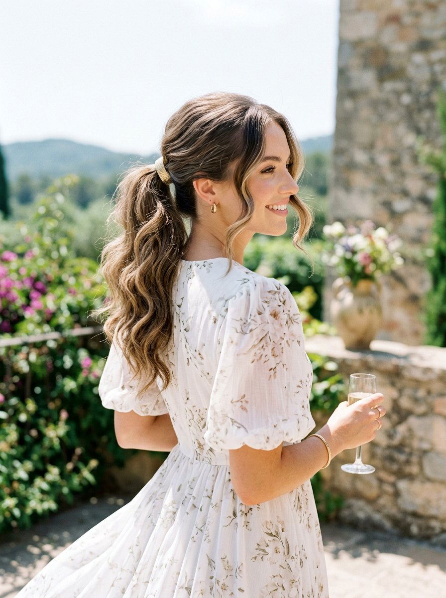 Wavy Party Ponytail With Face Framing Tendrils - 20 party ponytail with face framing pieces - 20 party ponytail with face framing pieces