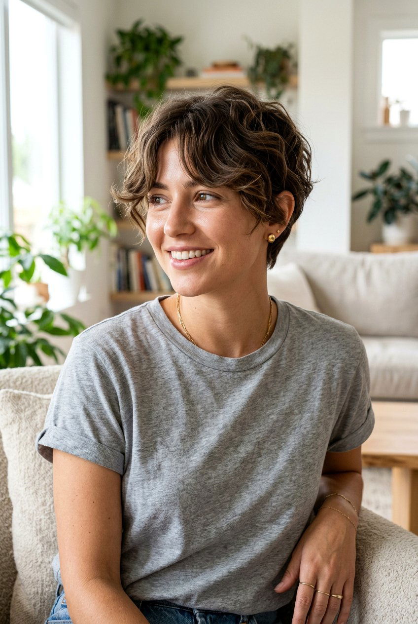 Wavy Pixie With Curtain Fringe - 20 pixie with curtain bangs - 20 pixie with curtain bangs