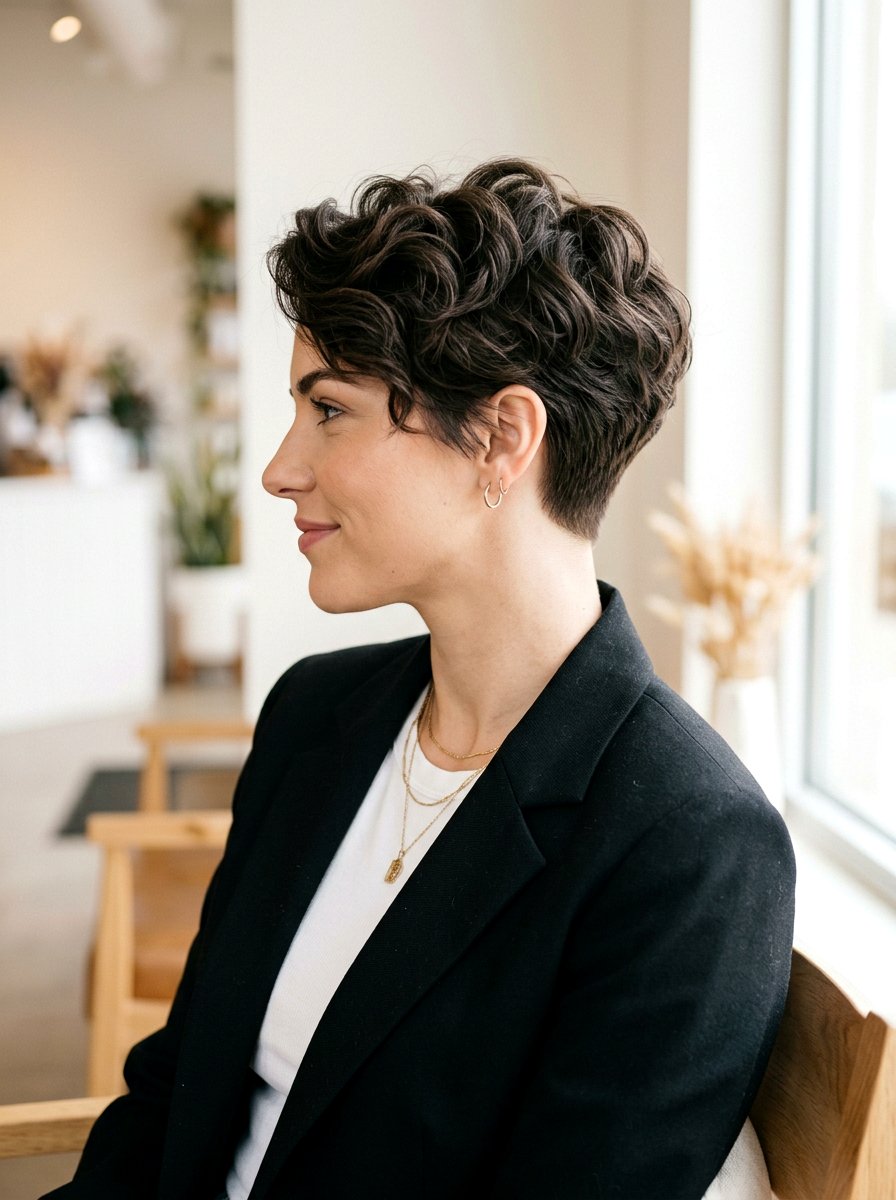 Wavy Pixie With Nape Taper - 20 wavy pixie for fine hair women - 20 wavy pixie for fine hair women