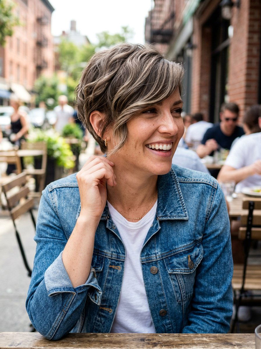 Wavy Pixie With Side Swept Bangs - 20 wavy pixie for fine hair women - 20 wavy pixie for fine hair women