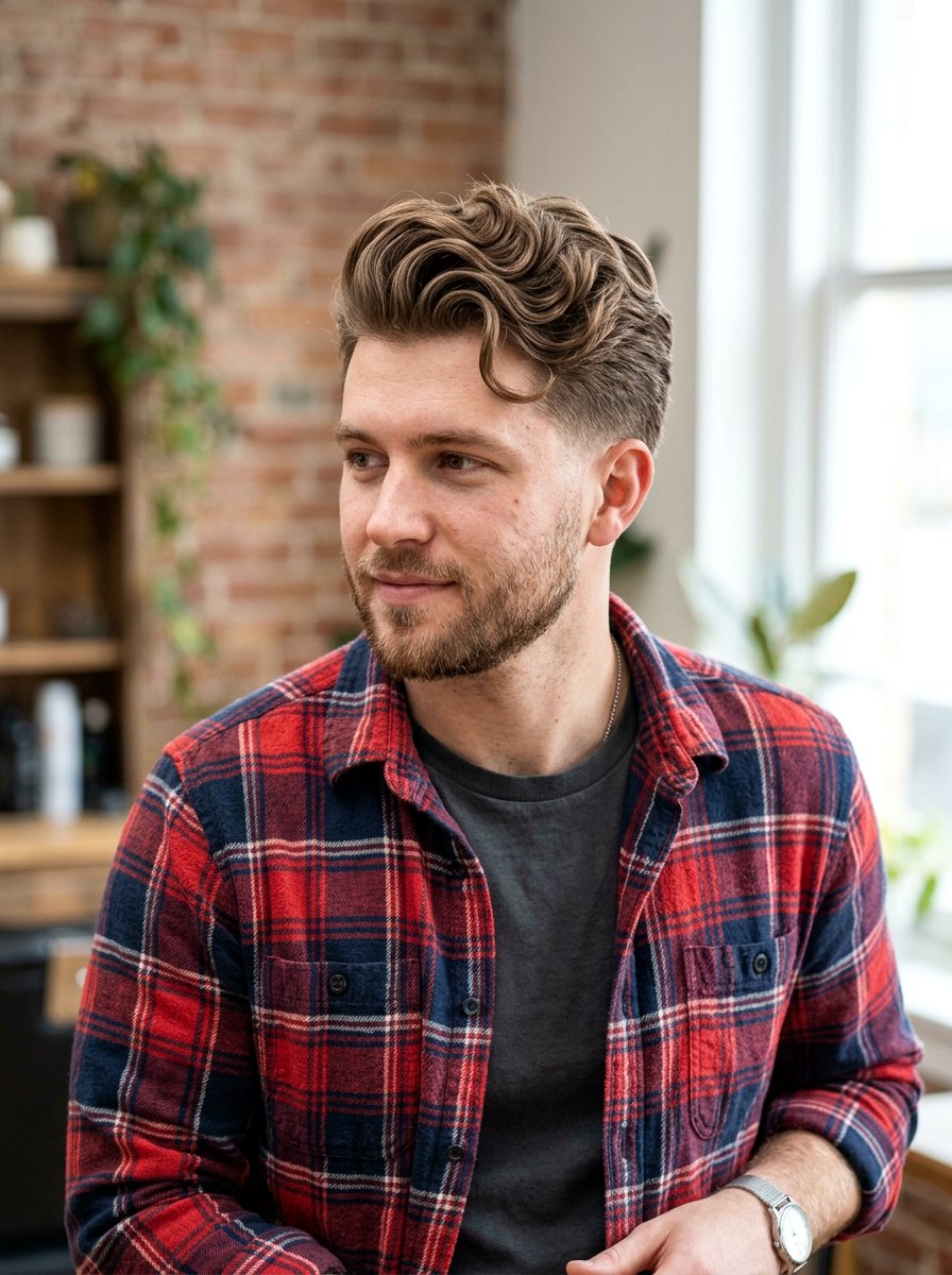 Wavy Pompadour - 20 pompadour haircut for medium hair men - 20 pompadour haircut for medium hair men