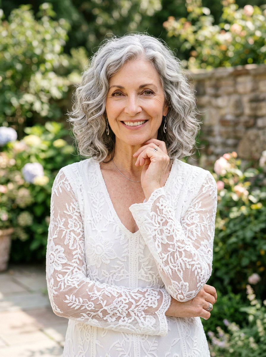 Wavy Salt And Pepper Lob - 20 youthful gray hairstyles for older women - 20 youthful gray hairstyles for older women