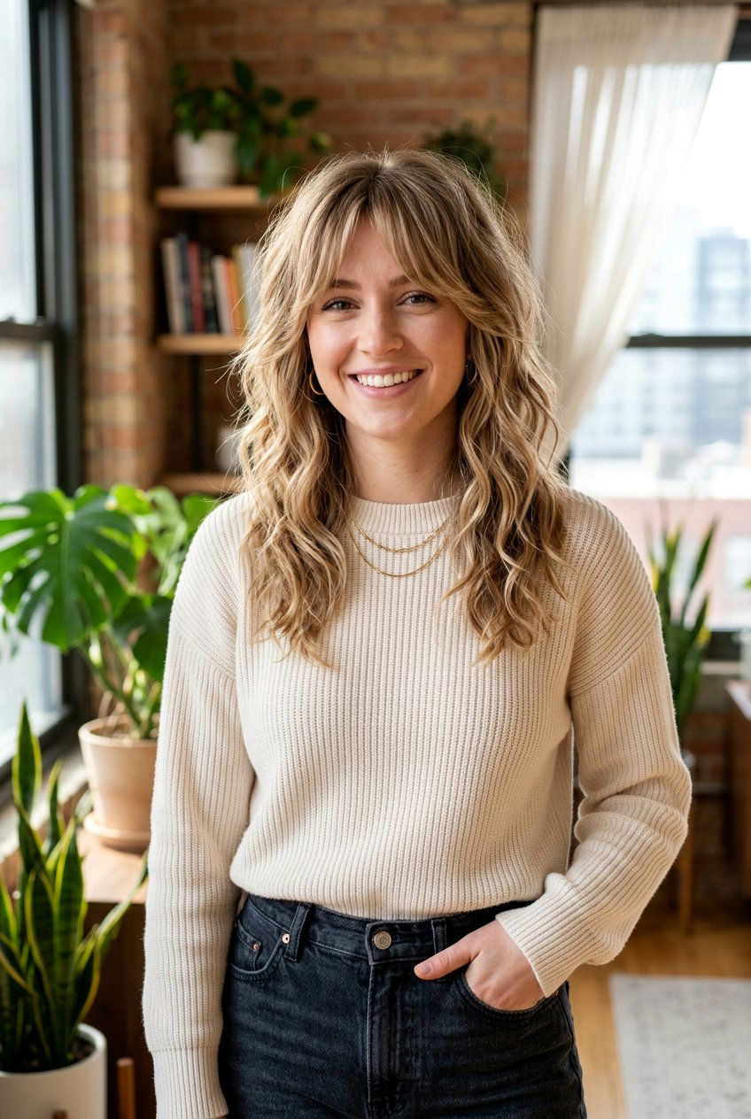 Wavy Shag Haircut With Curtain Bangs - 20 low maintenance wavy haircut - 20 low maintenance wavy haircut