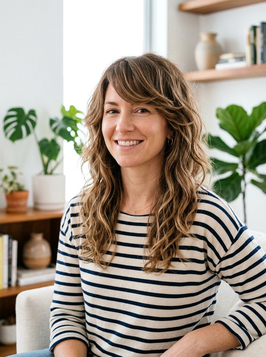 Wavy Shag Haircut With Side Swept Bangs - 20 college girls shag haircut with bangs - 20 college girls shag haircut with bangs