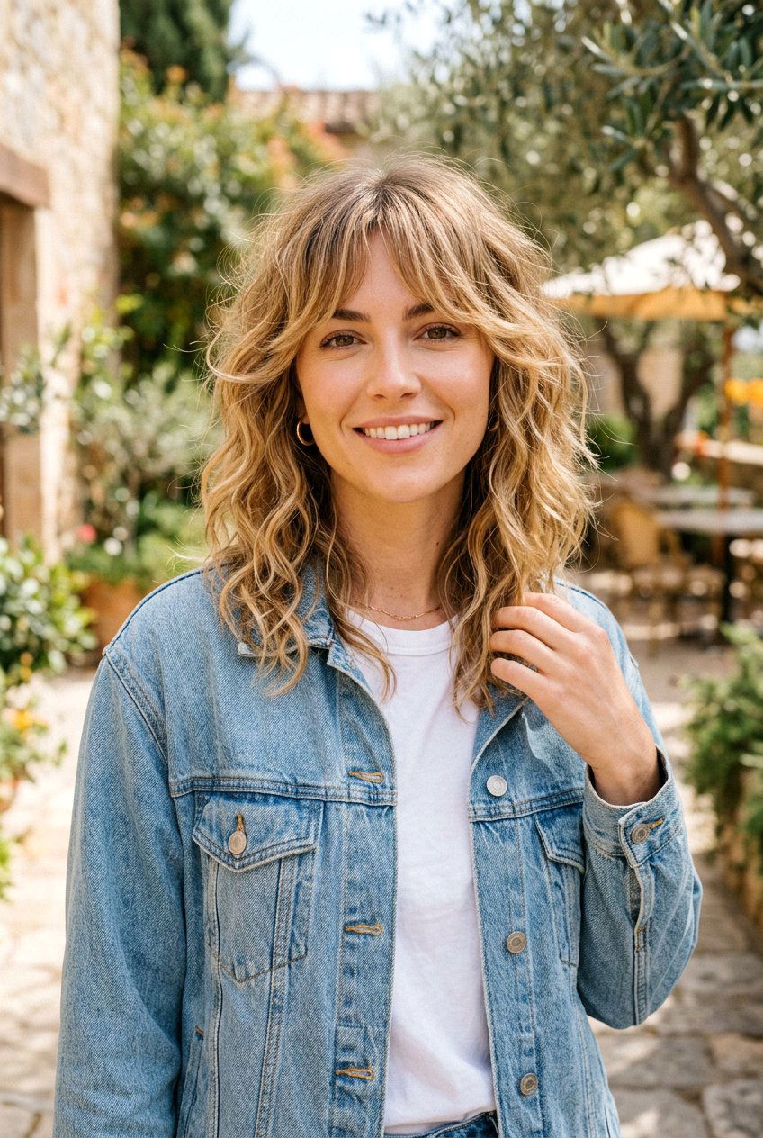 Wavy Shag With Bottleneck Bangs - 20 shag haircut with bottleneck bangs - 20 shag haircut with bottleneck bangs