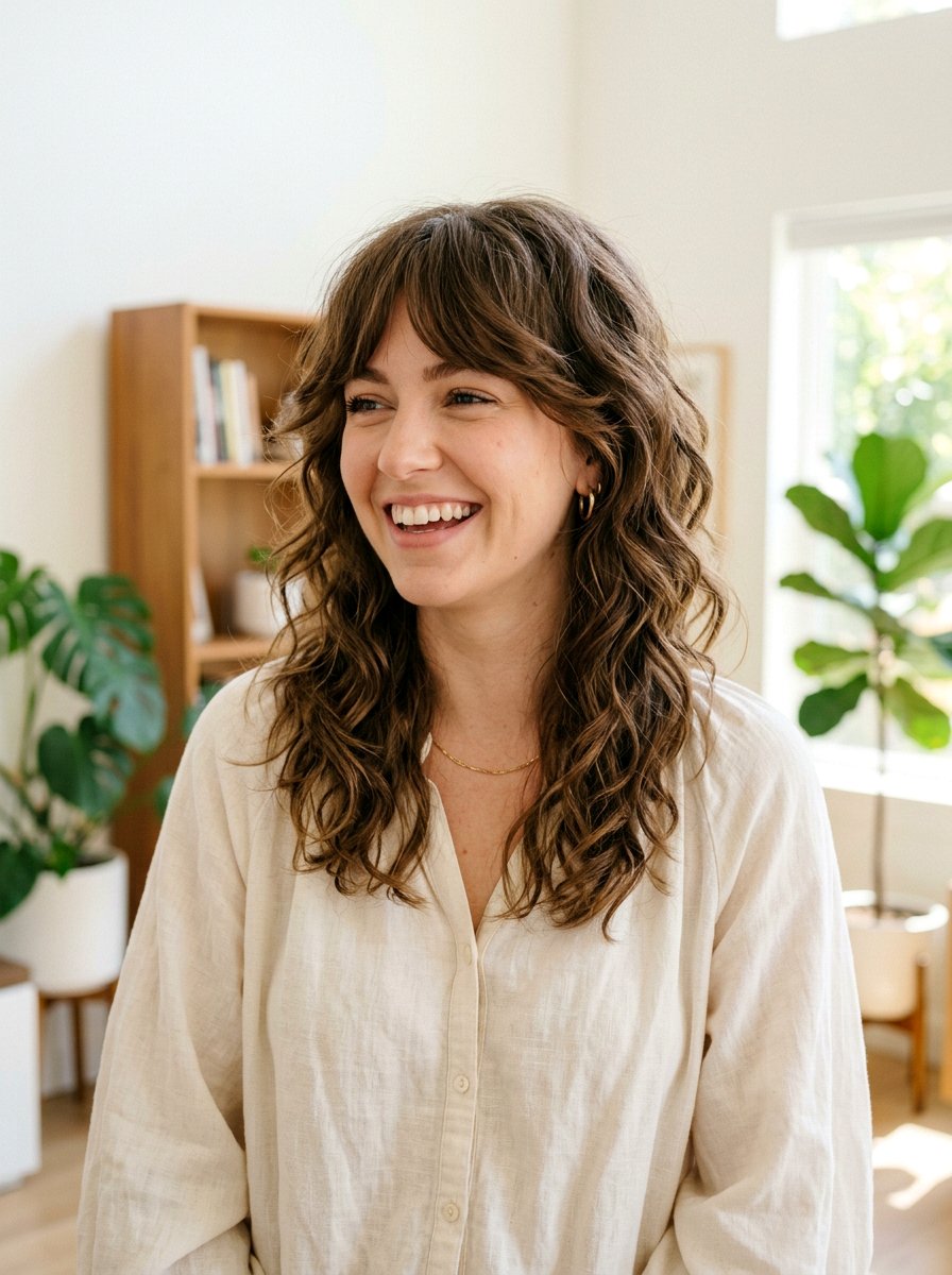 Wavy Shag With Grown Out Bangs - 20 haircut to fix heavy bangs - 20 haircut to fix heavy bangs