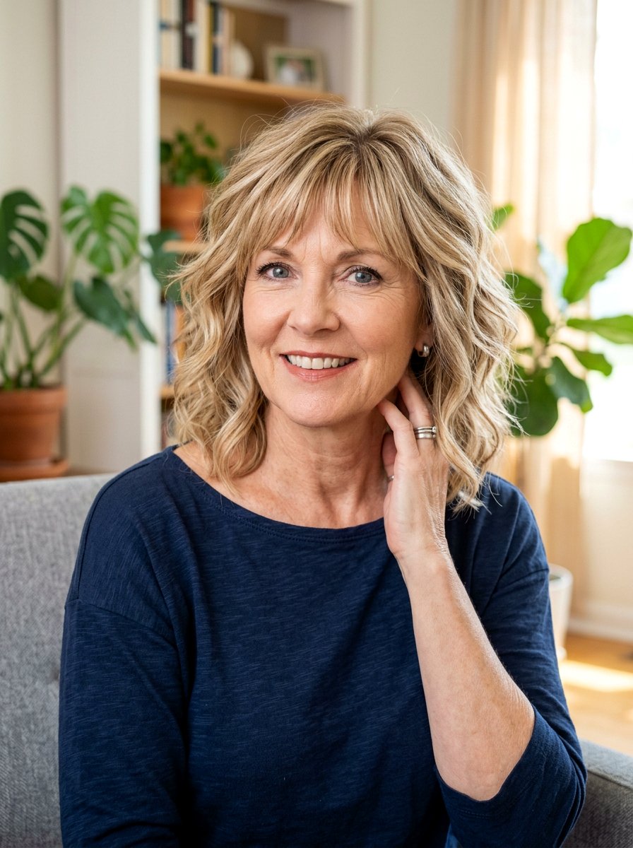 Wavy Shag With Highlights - 20 wavy shag haircut for women over 60 - 20 wavy shag haircut for women over 60