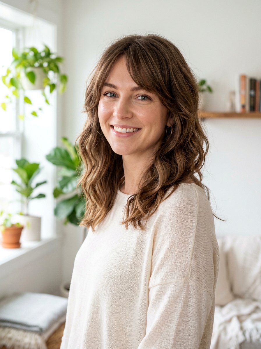 Wavy Shoulder Length Haircut With Side Bangs - 20 shoulder length haircut with side bangs - 20 shoulder length haircut with side bangs