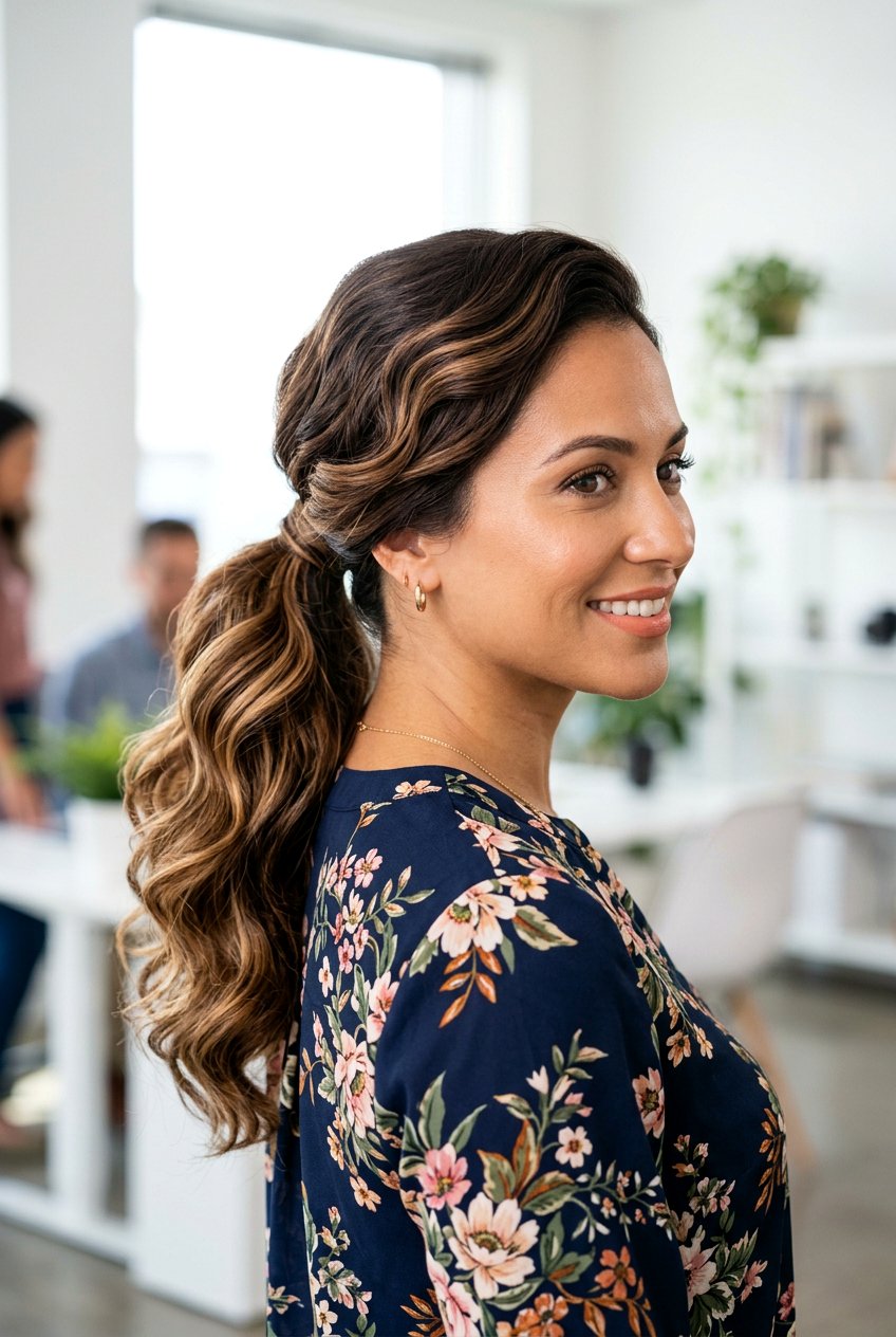 Wavy Side Part Ponytail - 20 professional ponytail with side part - 20 professional ponytail with side part