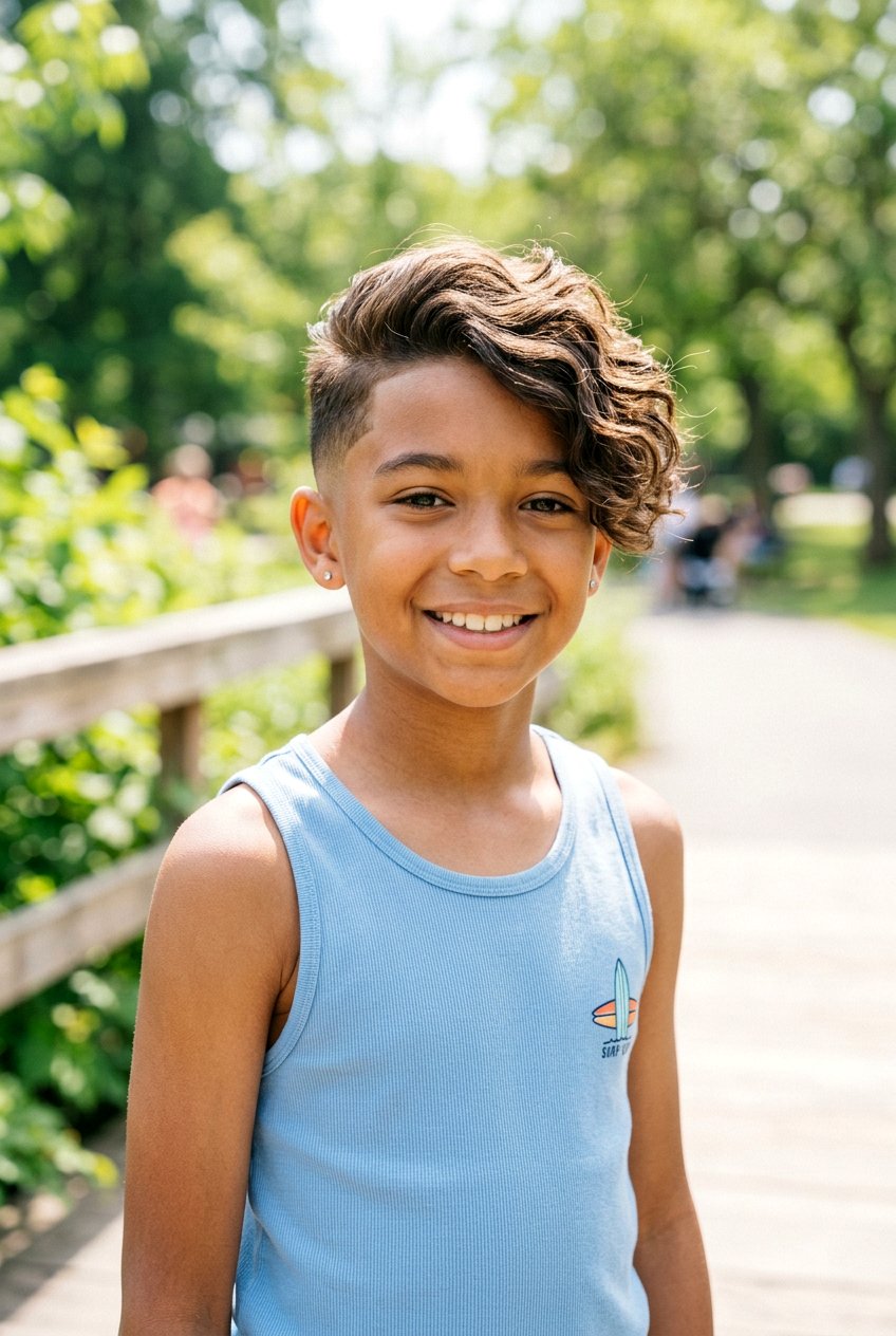 Wavy Side Swept Fringe With Mid Fade - 20 boys haircut with side swept fringe - 20 boys haircut with side swept fringe