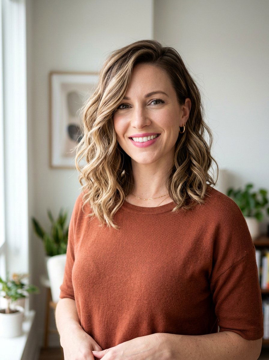 Wavy Side Swept Lob - 20 quick office hairstyle for medium hair - 20 quick office hairstyle for medium hair