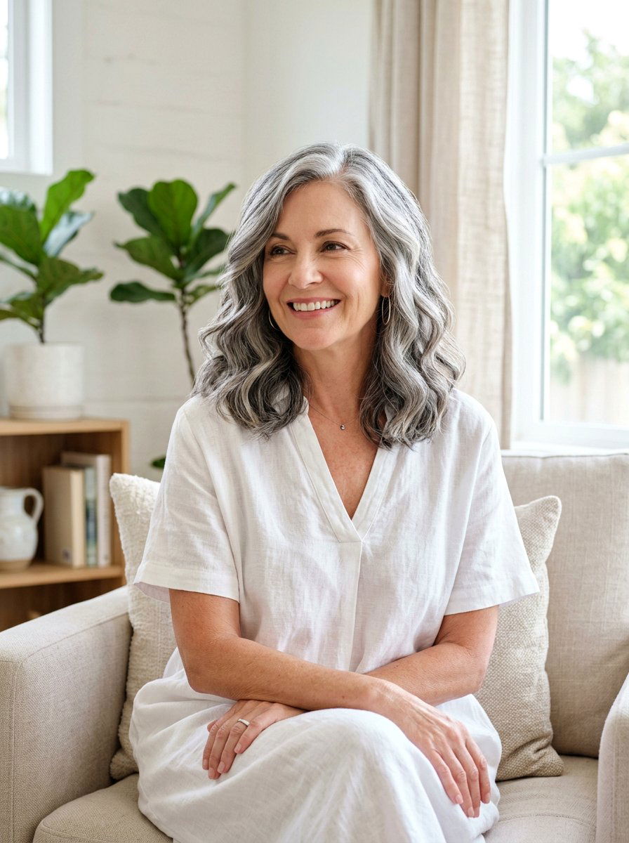 Wavy Silver Lob Haircut - 20 silver lob haircut for women - 20 silver lob haircut for women