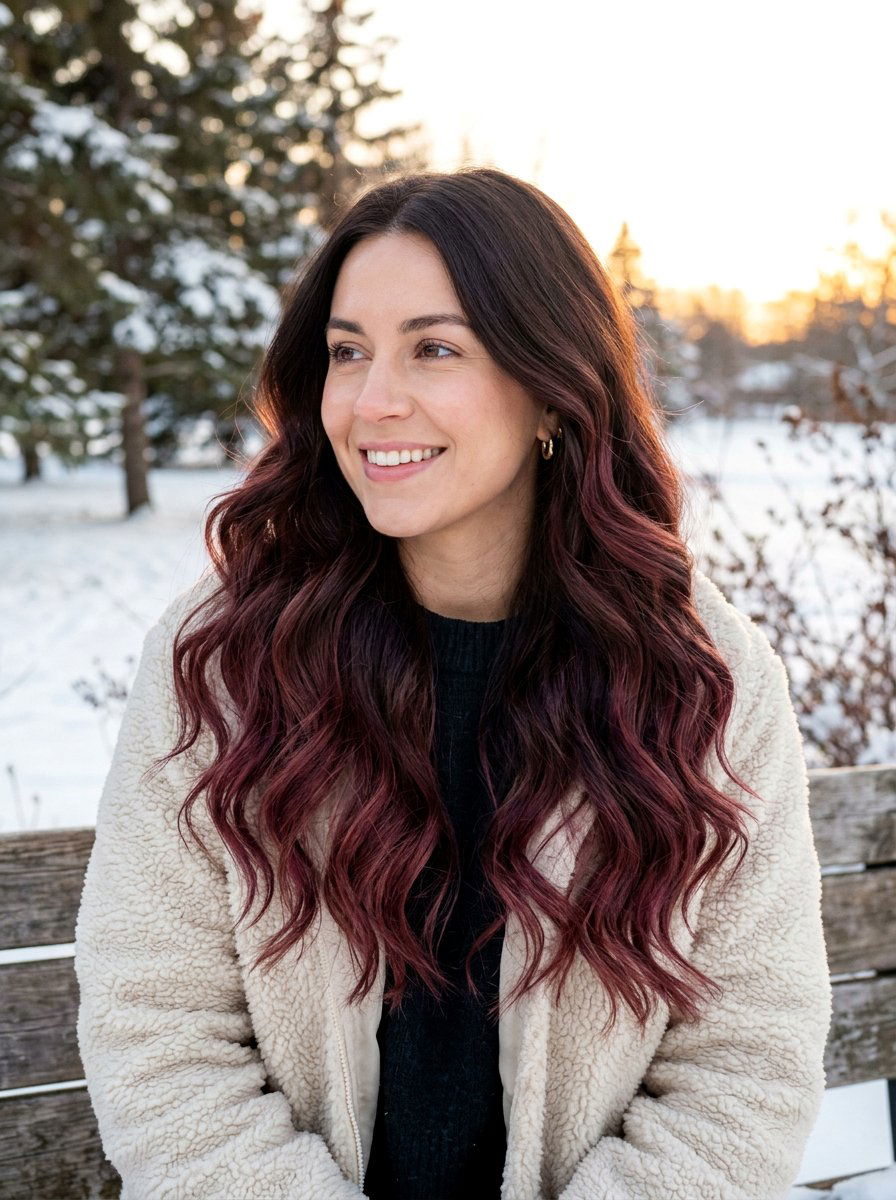 Wavy Winter Plum Brunette Balayage - 20 winter plum brunette balayage - 20 winter plum brunette balayage