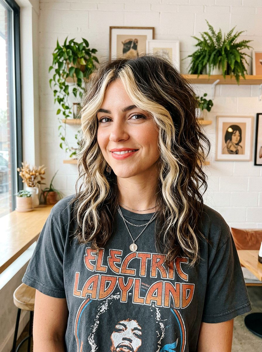 Wavy Wolf Cut With Chunky Highlights - 20 wavy wolf cut for mature women - 20 wavy wolf cut for mature women