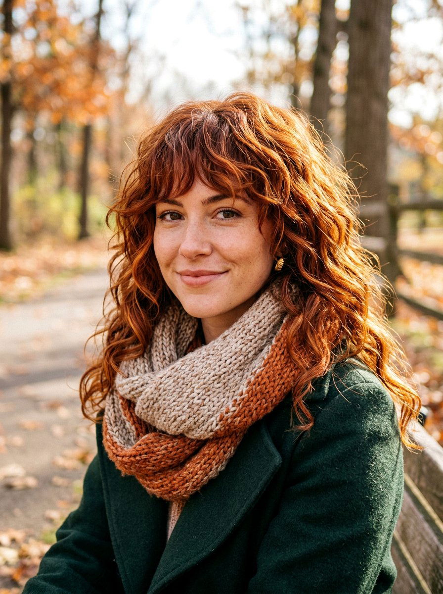 Wavy Wolf Cut With Copper Tones - 20 wavy wolf cut for mature women - 20 wavy wolf cut for mature women