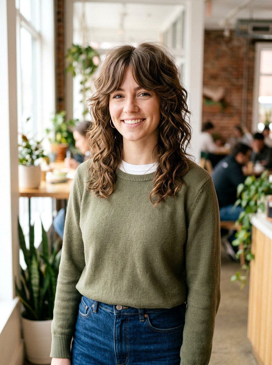 Wavy Wolf Cut With Curtain Bangs - 20 wavy wolf cut for medium hair - 20 wavy wolf cut for medium hair