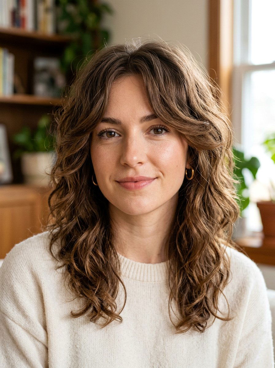 Wavy Wolf Cut With Long Face Framing Layers - 20 wavy wolf cut for medium hair - 20 wavy wolf cut for medium hair