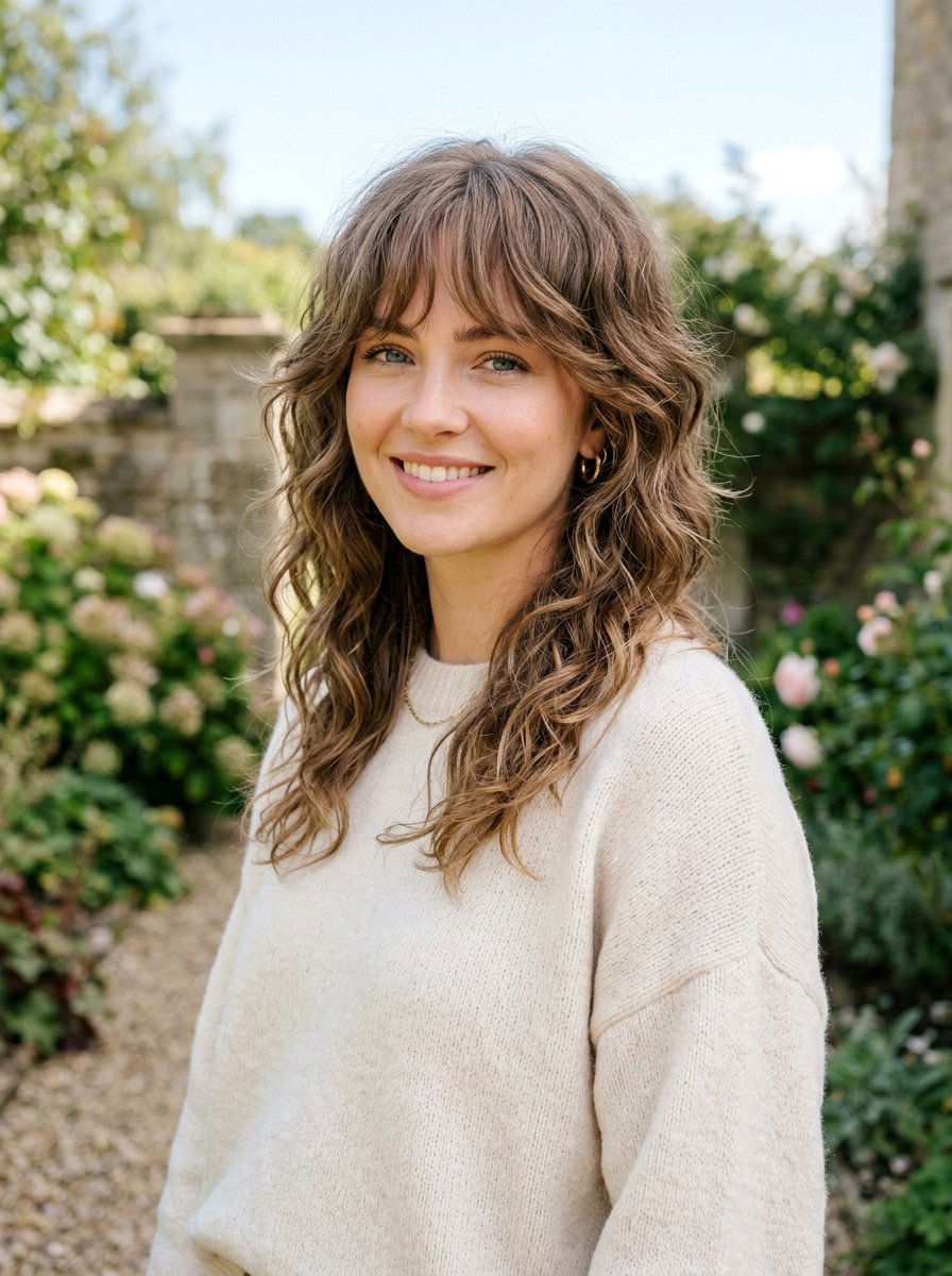 Wavy Wolf Cut With Wispy Bangs - 20 wavy wolf cut for mature women - 20 wavy wolf cut for mature women