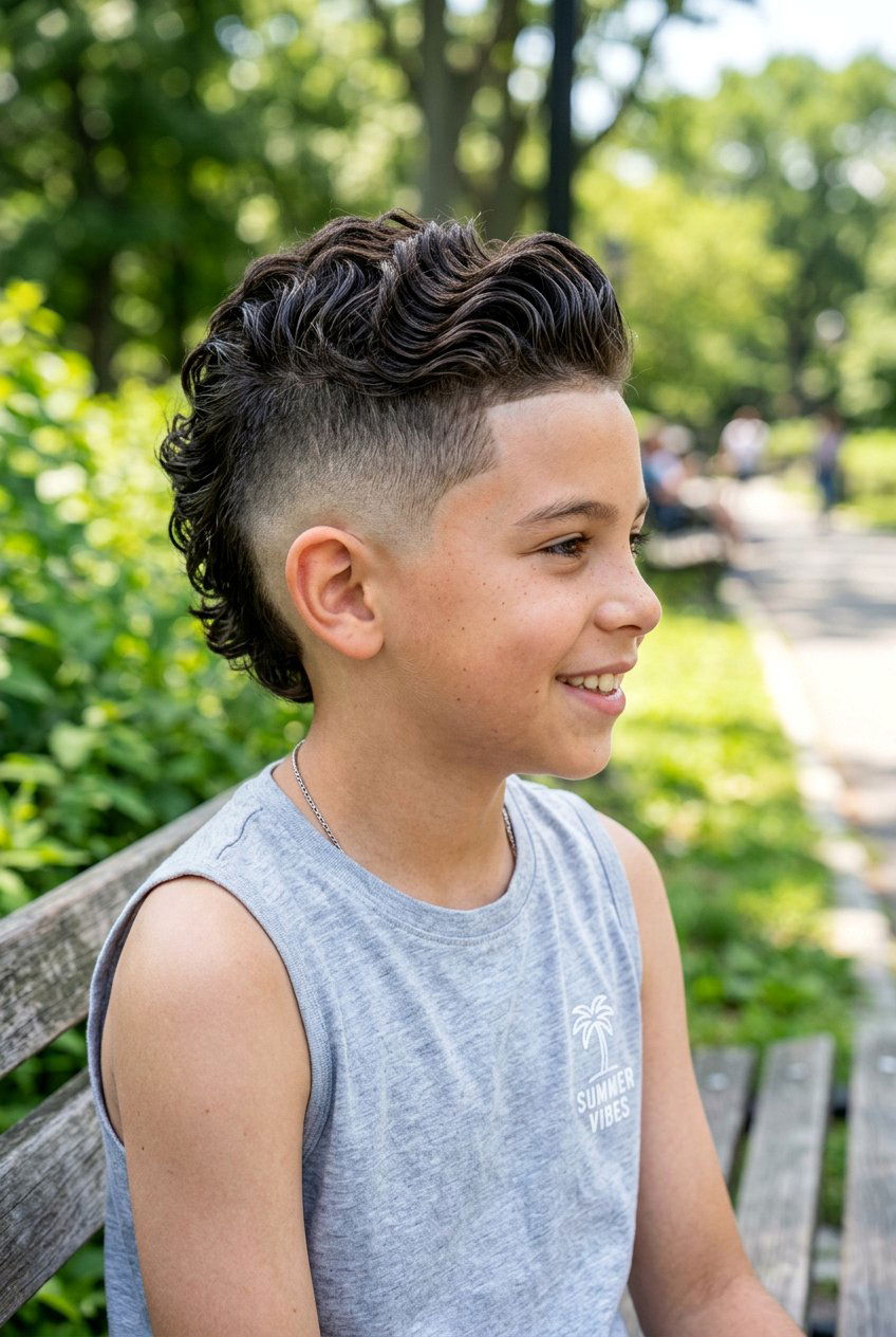 Wavy hair burst fade mohawk - 20 burst fade mohawk for boys - 20 burst fade mohawk for boys