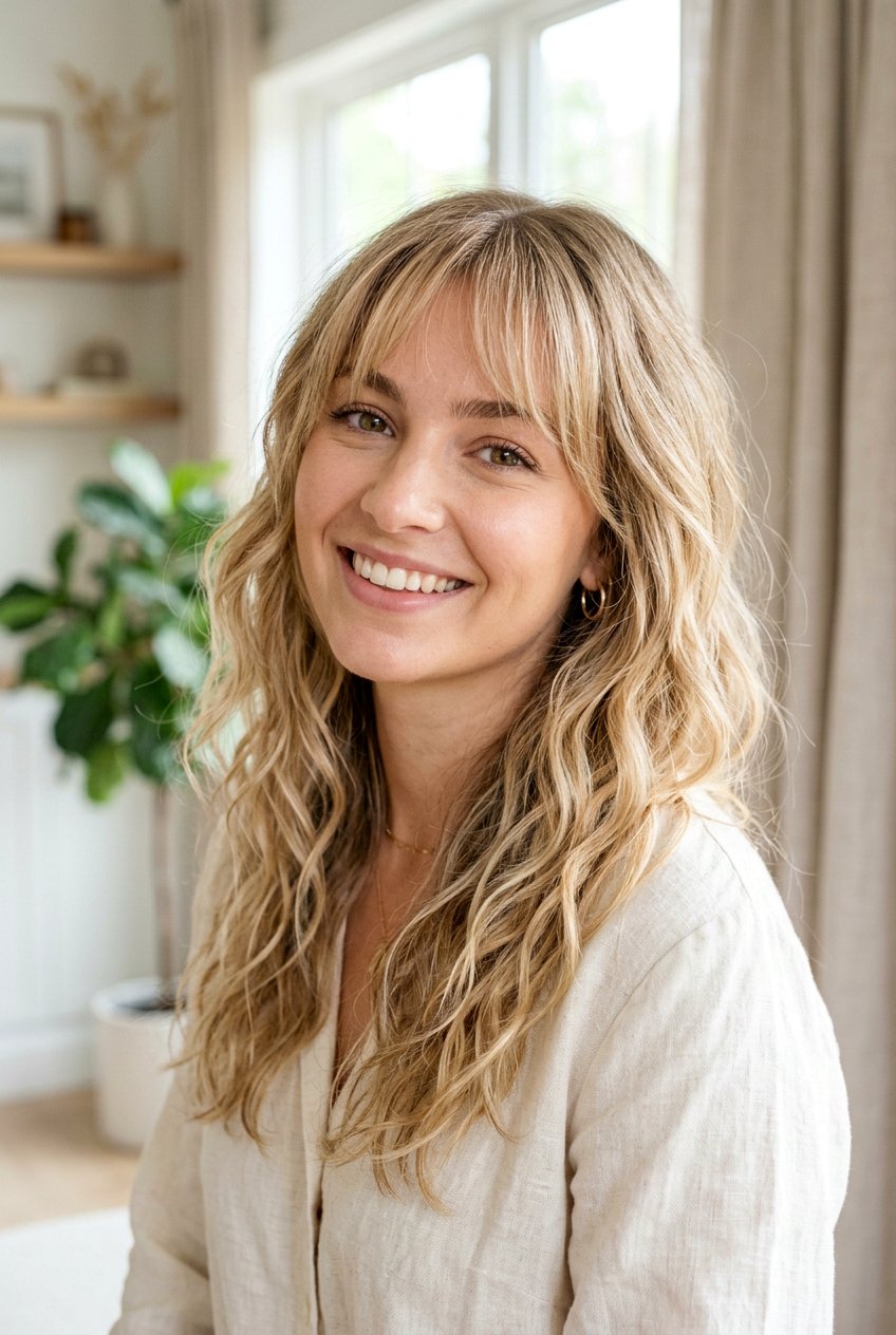 Wavy hair with wispy bangs - 20 wispy bangs haircut - 20 wispy bangs haircut