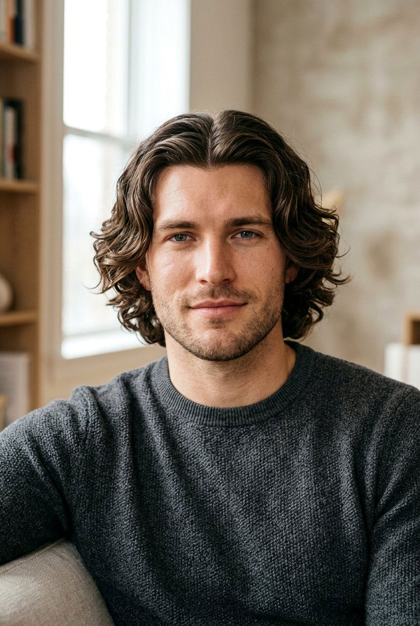 Wavy middle part - 20 wavy hairstyles for men - 20 wavy hairstyles for men