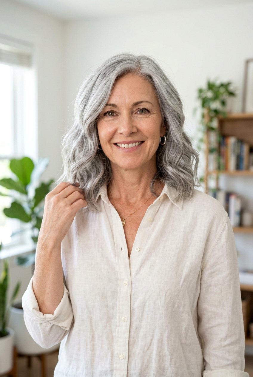 Wavy silver lob - 20 elegant silver hairstyles for women - 20 elegant silver hairstyles for women