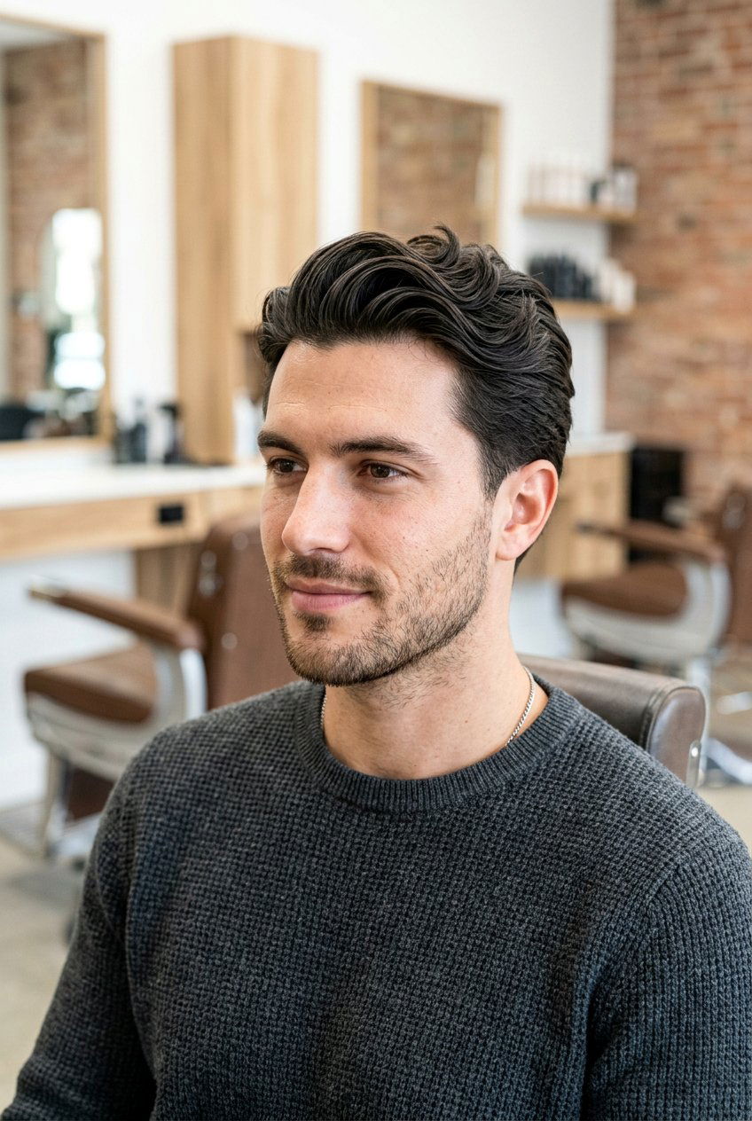 Wavy slick back - 20 slick back haircut for men - 20 slick back haircut for men