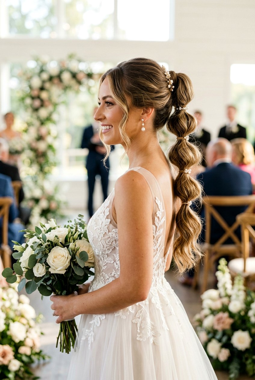 Wedding Bubble Ponytail With Waves - 20 wedding ponytail with waves - 20 wedding ponytail with waves