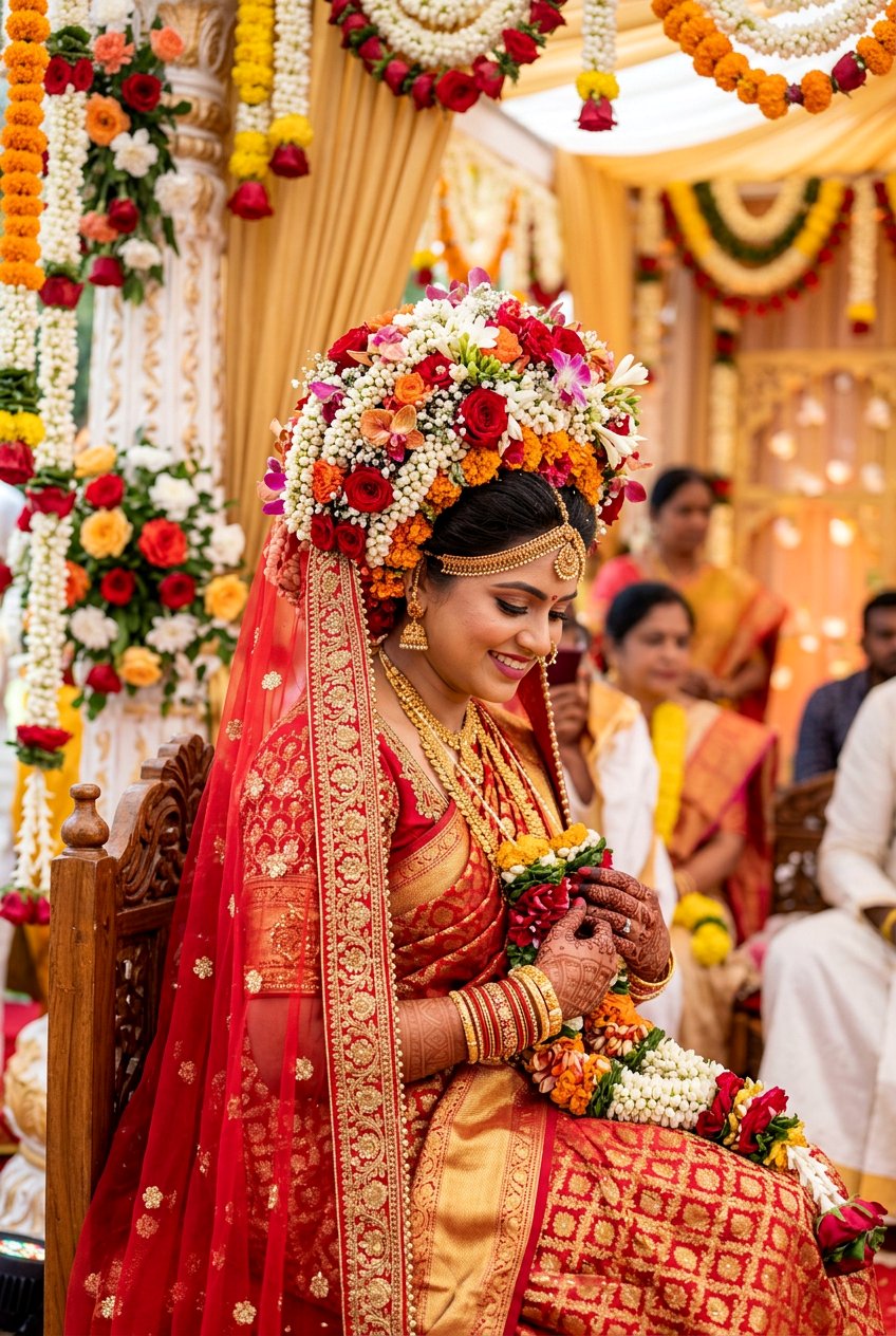 Wedding Bun With Full Floral Cover - 20 wedding bun with flowers - 20 wedding bun with flowers
